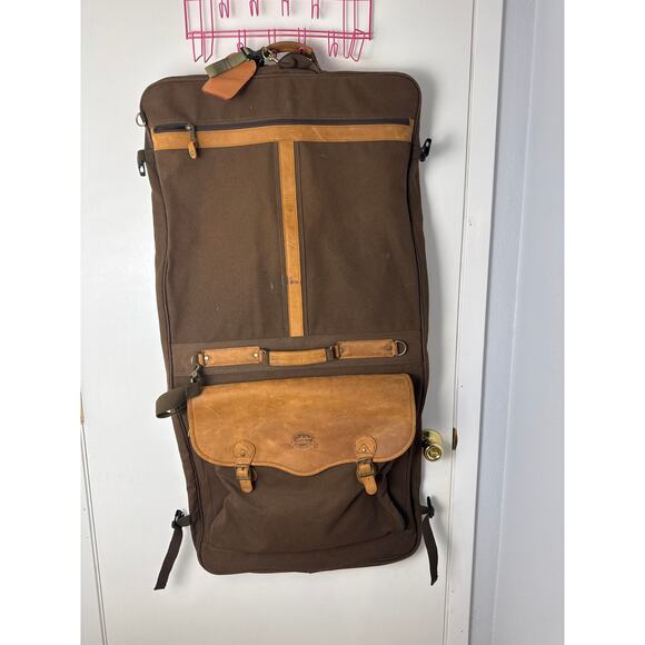 Vintage Cabela’s Canvas & Leather Garment Travel Bag” - Picture 3 of 6